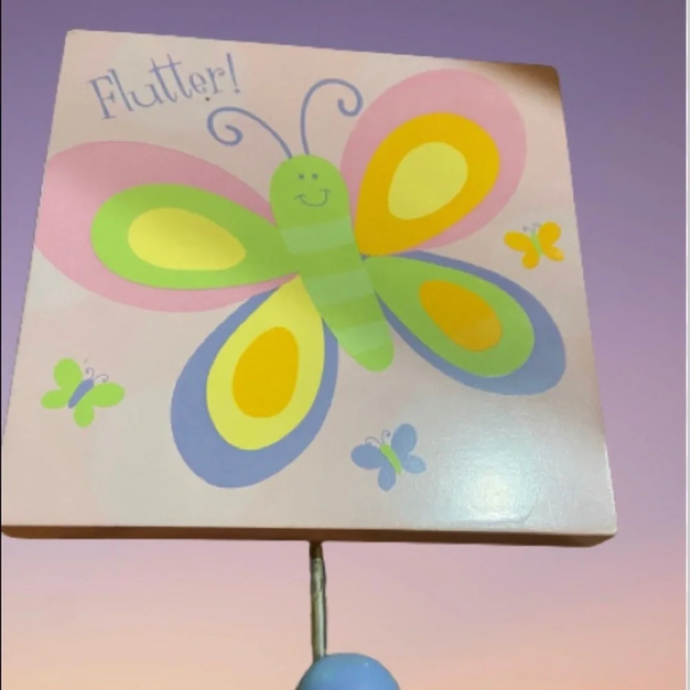Buttery Hanging pink, yellow & green & blue plaque with hook